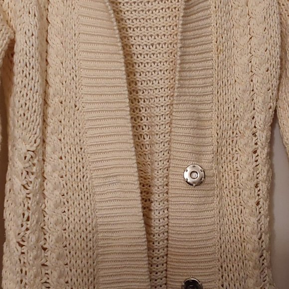 Old Navy cream sweater. Cotton,  button down metal buttons. - Picture 2 of 4